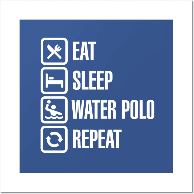 Eat Sleep Water Polo Repeat (white) Wall Art by LaundryFactory